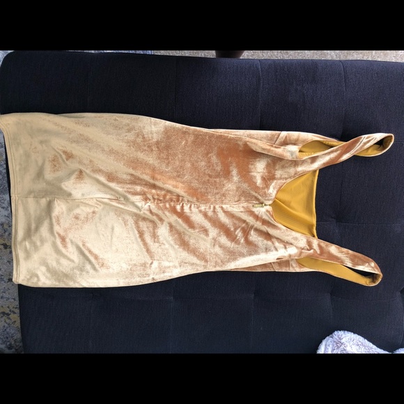 Velvet mustard yellow dress - Picture 2 of 4